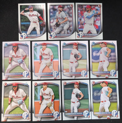 2025 BOWMAN Chrome + Paper Prospects Team Set BCP Philadelphia Phillies Bryce Harper Aidan Miller plaque