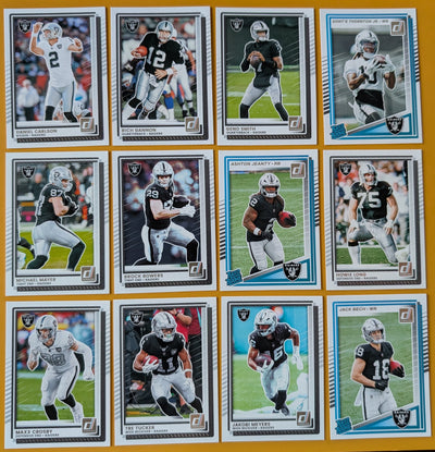 2025 Donruss NFL Team Set Las Vegas Raiders Brock Bowers Ashton Jeanty RC hand-collated team set