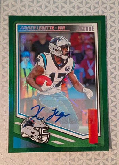 2025 SCORE Green Foil Auto Xavier Legette Carolina Panthers plaque