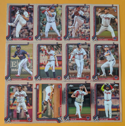 2025 Topps Chrome Baseball Team Set 12 Cards Atlanta Braves Ronald Acuna Schwellenbach plaque