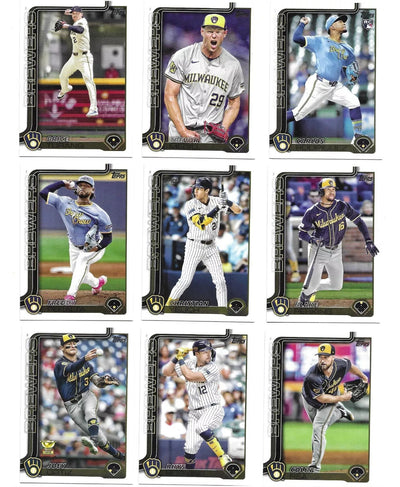 2025 Topps Series 1 Baseball Team Set 9 Cards Milwaukee Brewers Christian Yelich plaque
