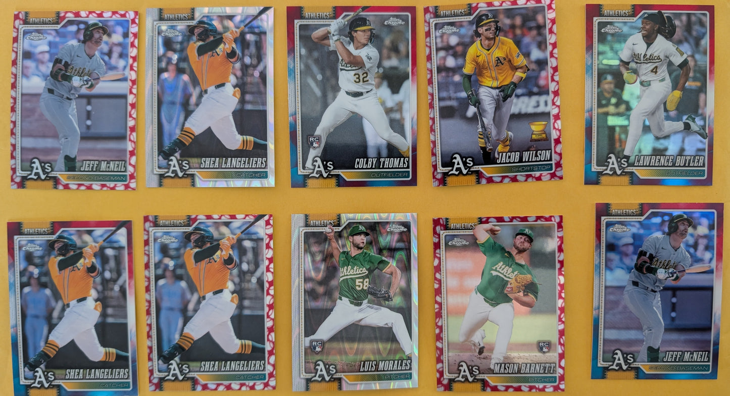 2026 Topps Chrome Athletics Ray Wave Red White Blue Seams Thomas Wilson McNeil