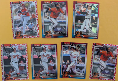 2026 Topps Chrome Baltimore Orioles Red White Blue Seams Henderson Rutschman