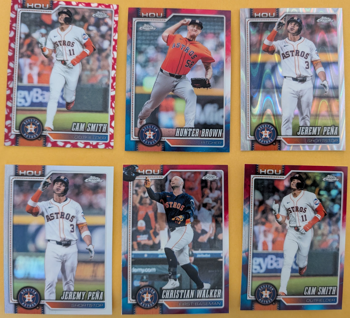 2026 Topps Chrome Houston Astros Ray Wave Red White Blue Seams Pena Brown Smith
