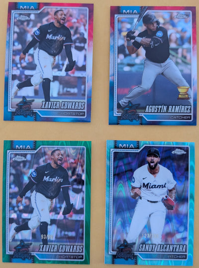 2026 Topps Chrome Miami Marlins Ray Wave Red White Blue Aqua Green Ramirez