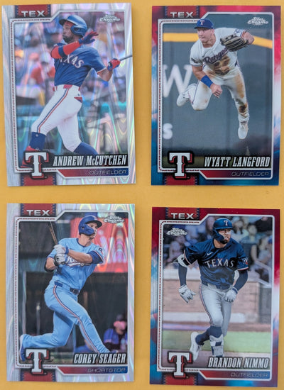 2026 Topps Chrome Texas Rangers Ray Wave Red White Blue McCutchen Nimmo Seager