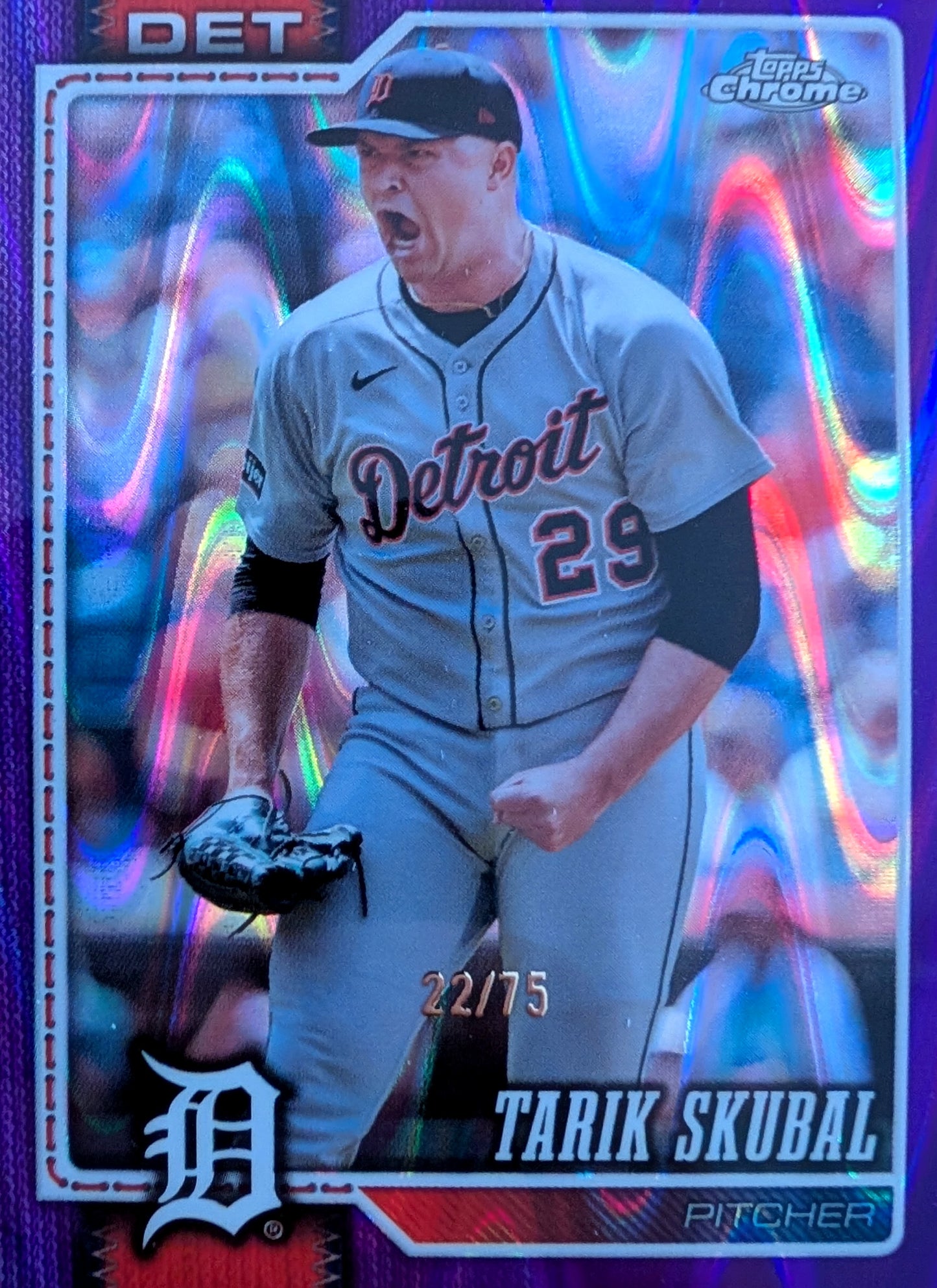 2026 Topps Chrome Tarik Skubal Purple Ray Wave Refractor /75 #50