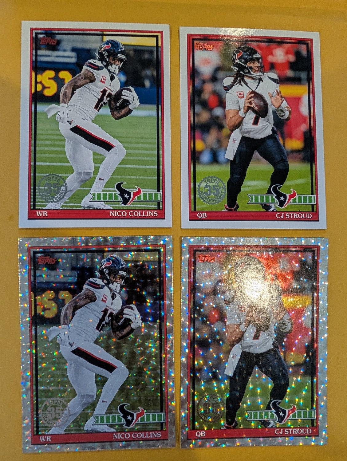 2026 Topps Football Houston Texans 1991 Topps Paper + Mega Box Crackle Foil Combo - 4 Cards