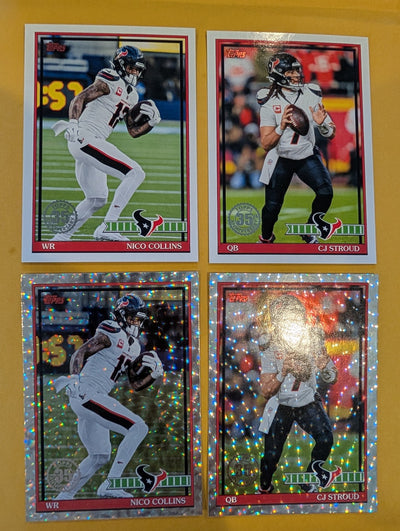 2026 Topps Football Houston Texans 1991 Topps Paper + Mega Box Crackle Foil Combo - 4 Cards