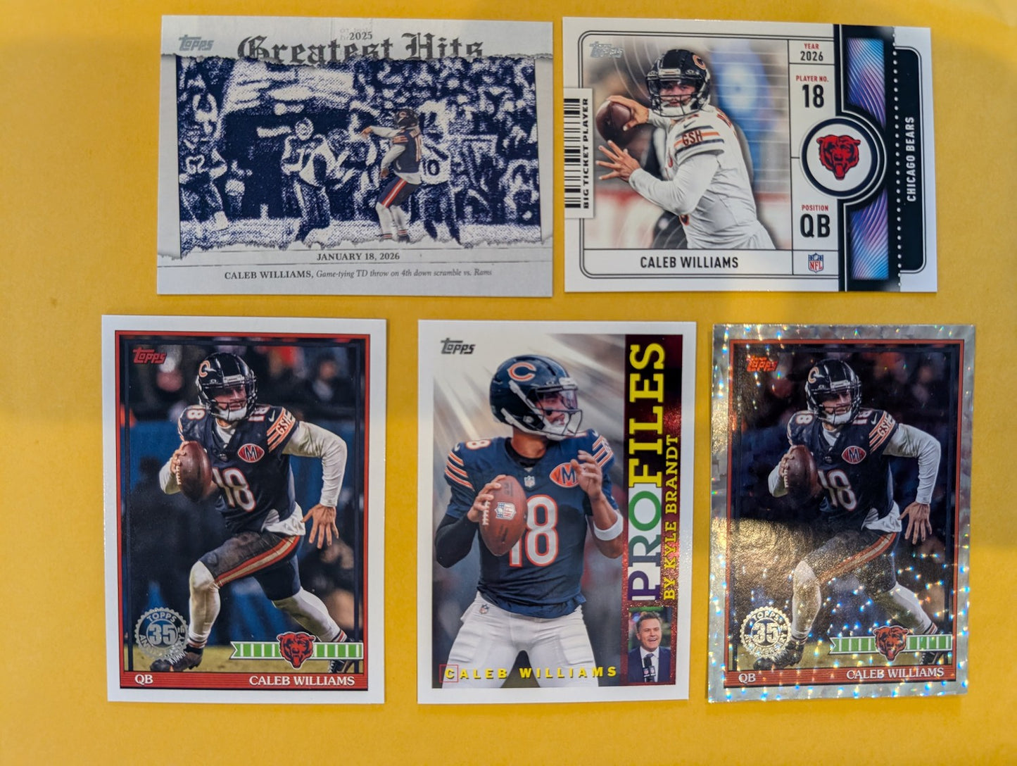 2026 Topps Football Caleb Williams Chicago Bears Insert Player Pack - 5 Cards