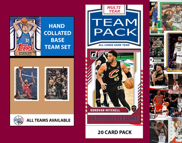 2025-26 Topps NBA Team Set + Multiyear Pack Cleveland Cavaliers 2025 2026 2024 Mitchell plaque
