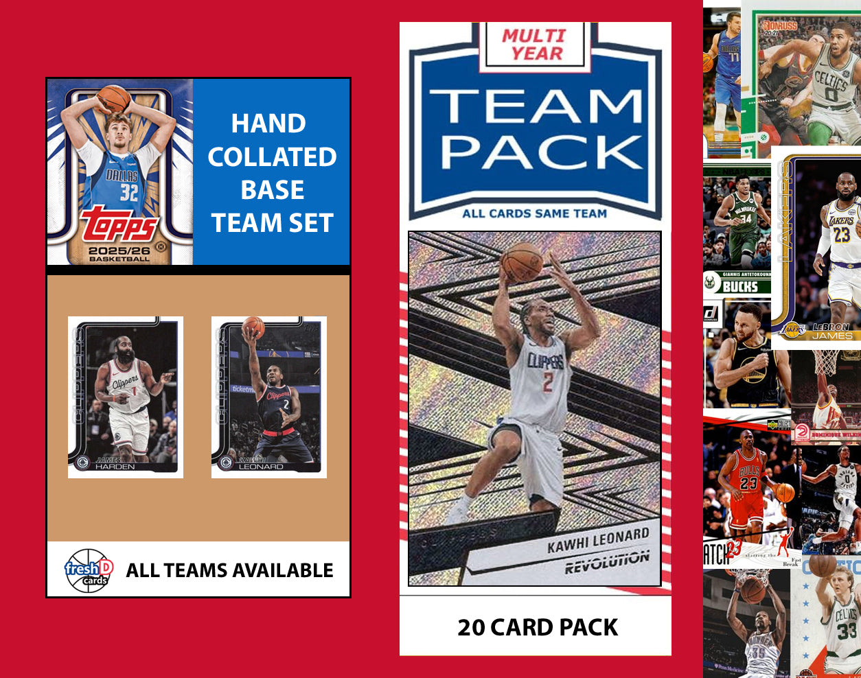 2025-26 Topps NBA Team Set + Multiyear Pack LA Clippers 2025 2024