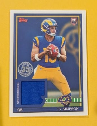2026 Topps Football Ty Simpson Los Angeles Rams 1991 Rookie Relic RC #91RR-TS