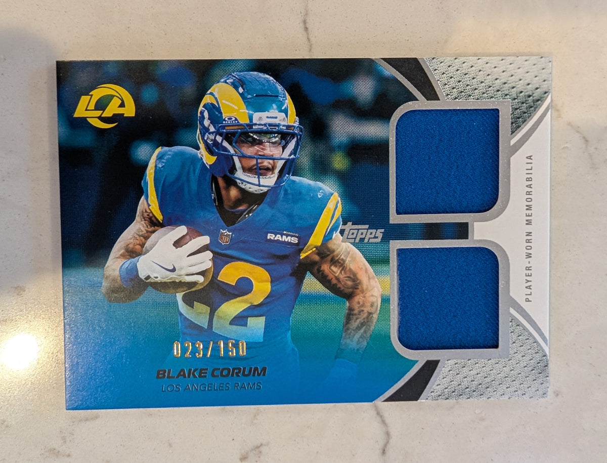 2026 Topps Football Blake Corum Rams Material Dual Relic Blue SP /150