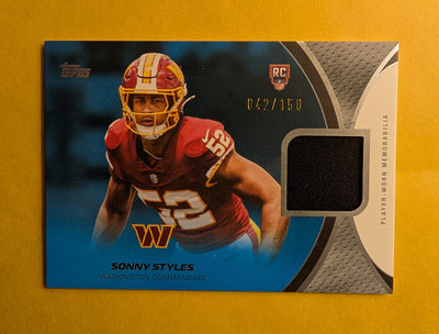 2026 Topps Football Sonny Styles Commanders Material Relic Blue SP /150 #RMC-SS