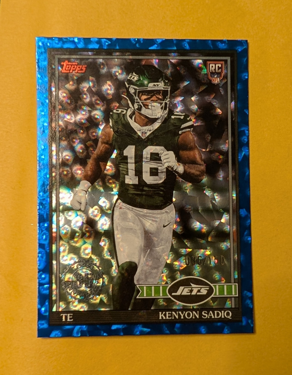 2026 Topps Football Kenyon Sadiq Jets 1991 Rookies Blue Crackle SP /150 RC