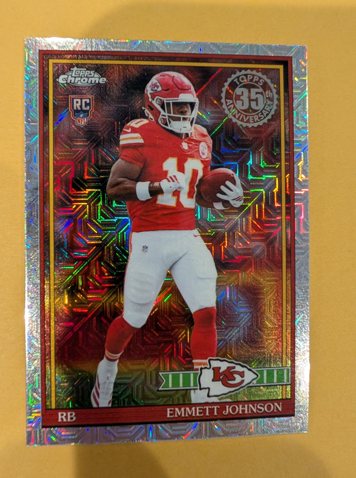 2026 Topps Football Emmett Johnson Chiefs 1991 Chrome Mojo Refractor RC
