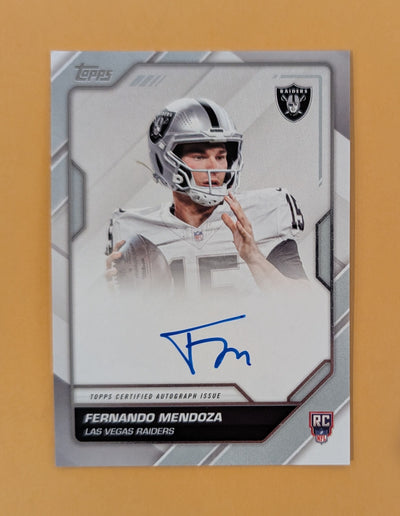 2026 Topps Football Fernando Mendoza Raiders Flagship First Signatures RC Auto