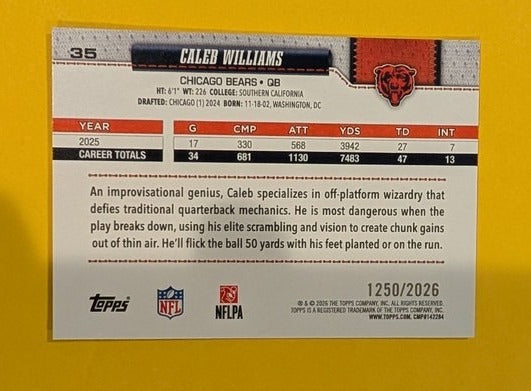 2026 Topps Football Caleb Williams Chicago Bears Gold SP /2026 #35