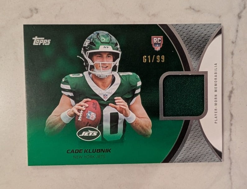 2026 Topps Football Cade Klubnik Jets Rookie Material Relic Green SP /99 #RMC-CK