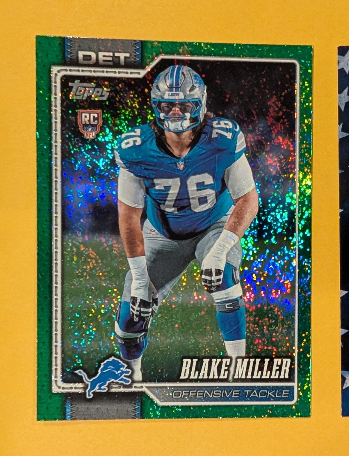 2026 Topps Football Blake Miller Detroit Lions Green SP /99 RC #380