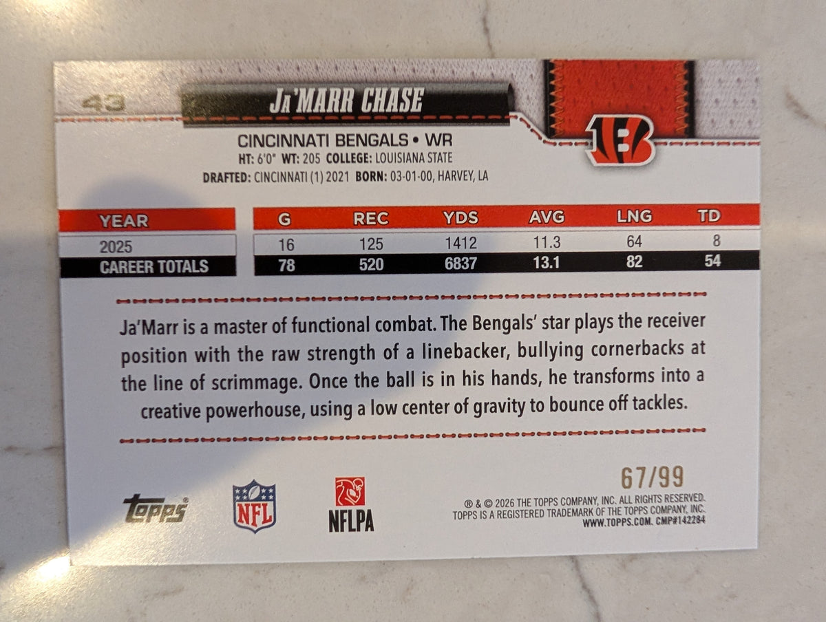 2026 Topps Football Ja'Marr Chase Bengals Green SP /99 #43