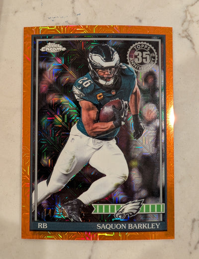 2026 Topps Football Saquon Barkley Eagles 1991 Chrome Orange SSP /25 #91TC-19