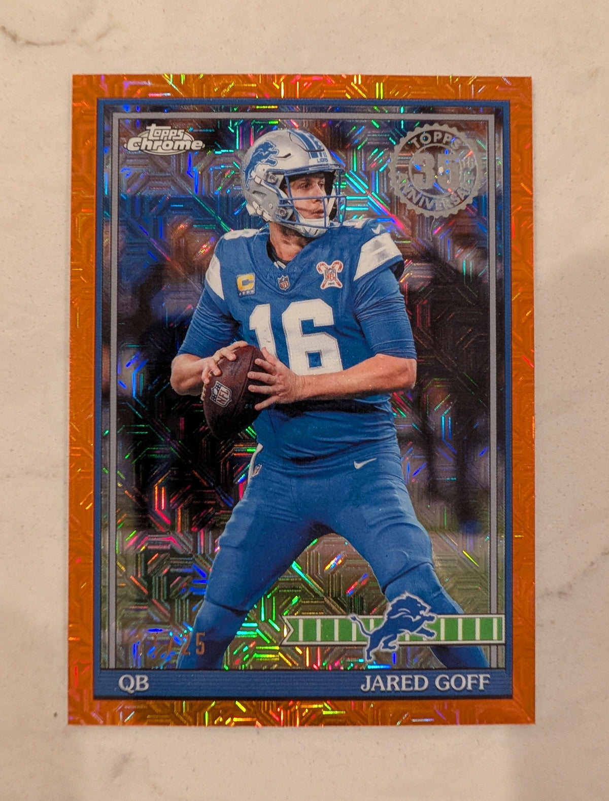 2026 Topps Football Jared Goff Detroit Lions 1991 Chrome Orange SSP /25 #91TC-37