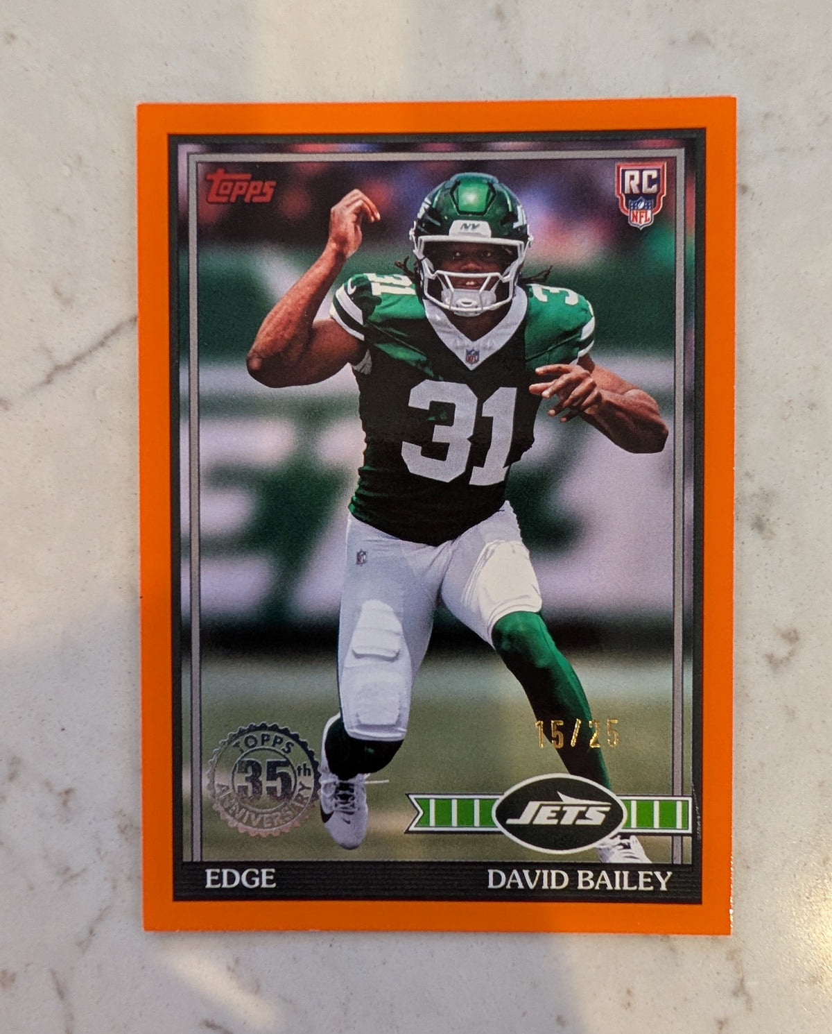 2026 Topps Football David Bailey Jets 1991 Topps Orange SSP /25 RC #91TR-43