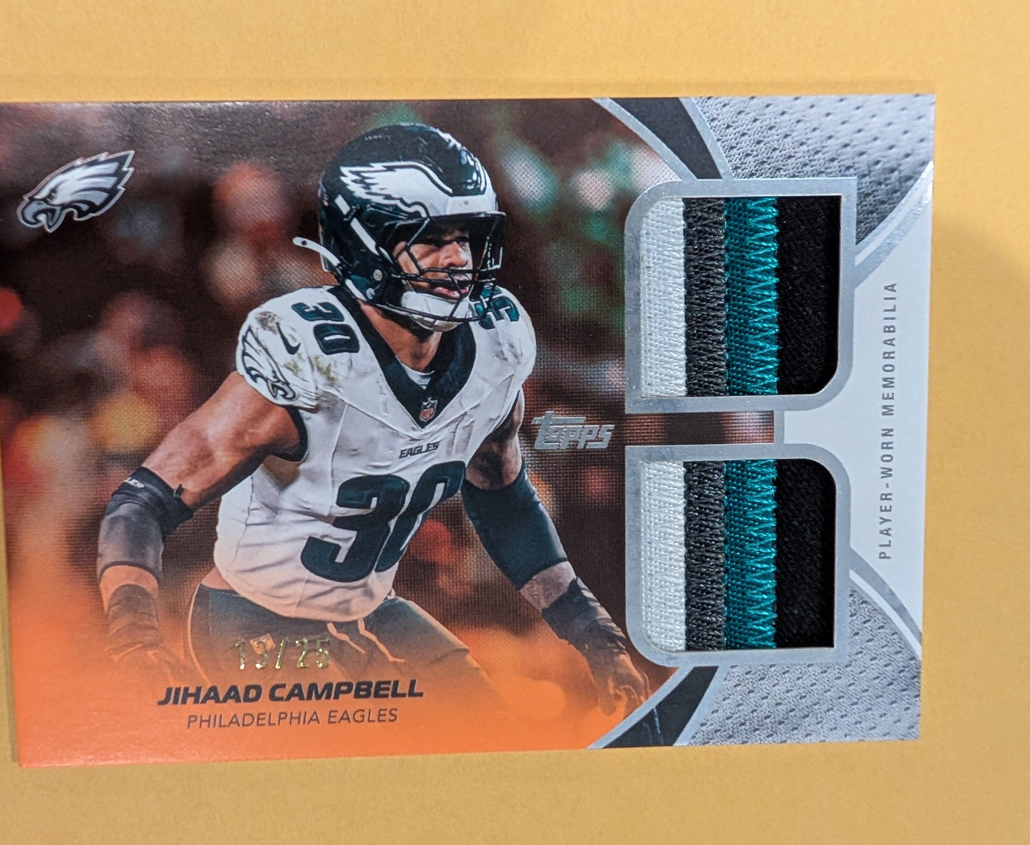 2026 Topps Football Jihaad Campbell Eagles Dual Patch Orange SSP /25 #MDR-JC