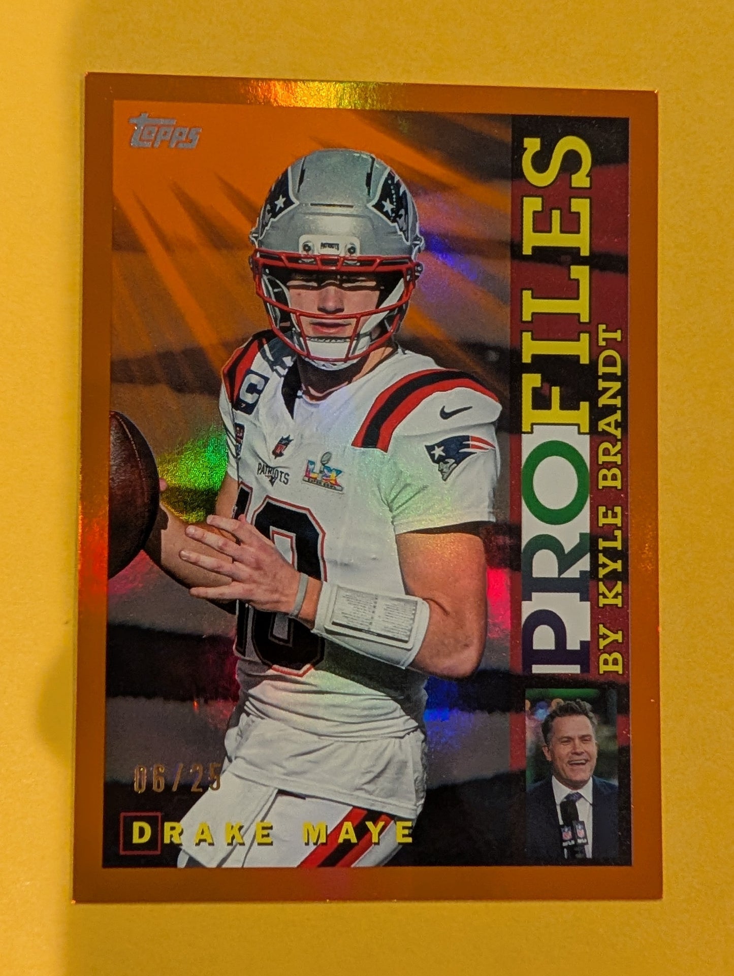2026 Topps Football Drake Maye Patriots Topps Profiles Orange SSP /25 #TP-25