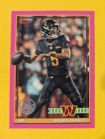 2026 Topps Football Jayden Daniels Commanders 1991 Topps Pink SP /1000 #91TF-44