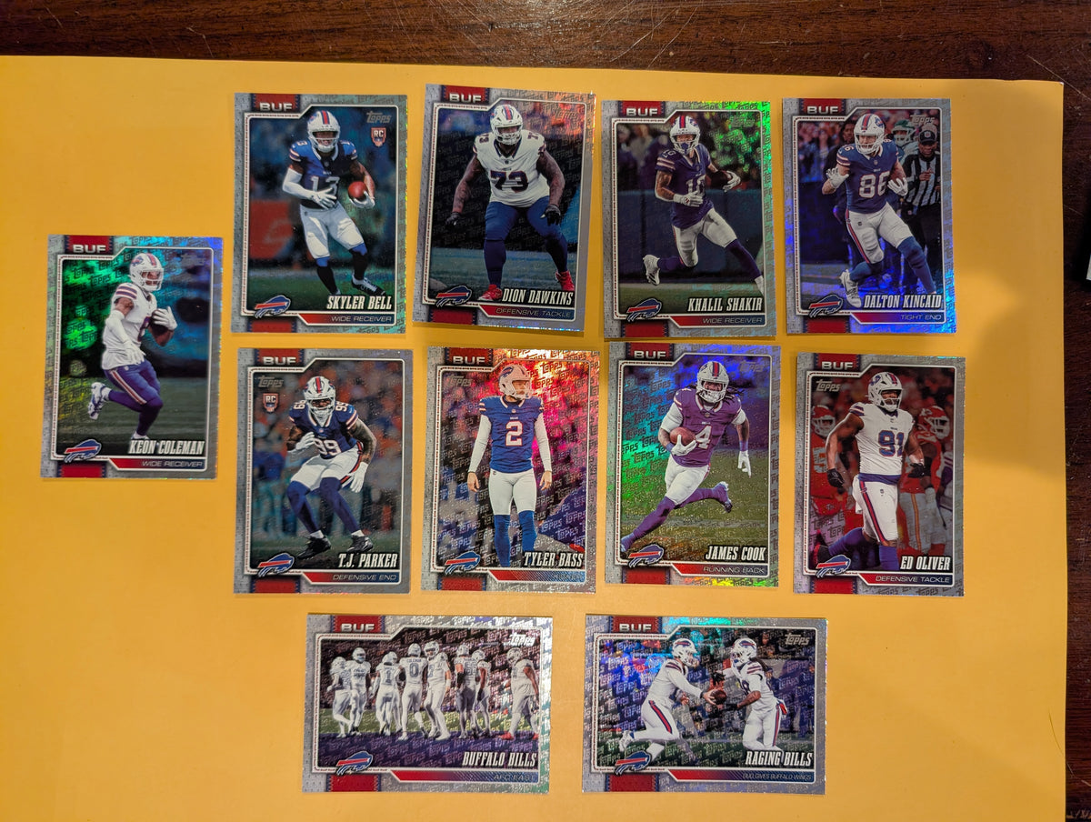 2026 Topps Football Bills Topps Logo Foil Lot 11 Cards - Cook, Kincaid, Shakir