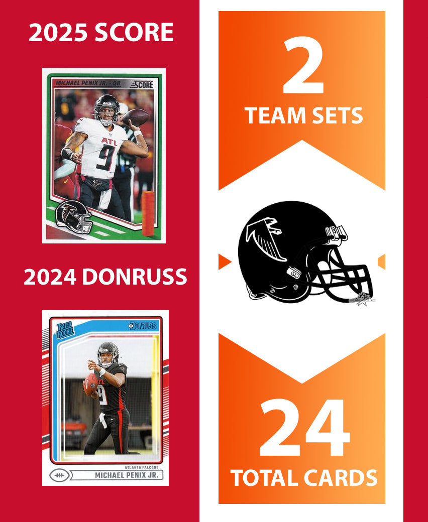 2025 SCORE NFL Atlanta Falcons Team Set + 2024 Donruss Michael Penix Jr Rated Rookie