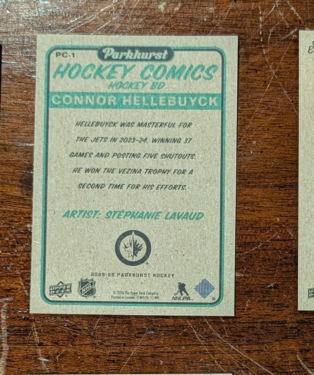 2025-26 UD Parkhurst Hockey Comics Connor Hellebuyck #PC-1 - Winnipeg Jets