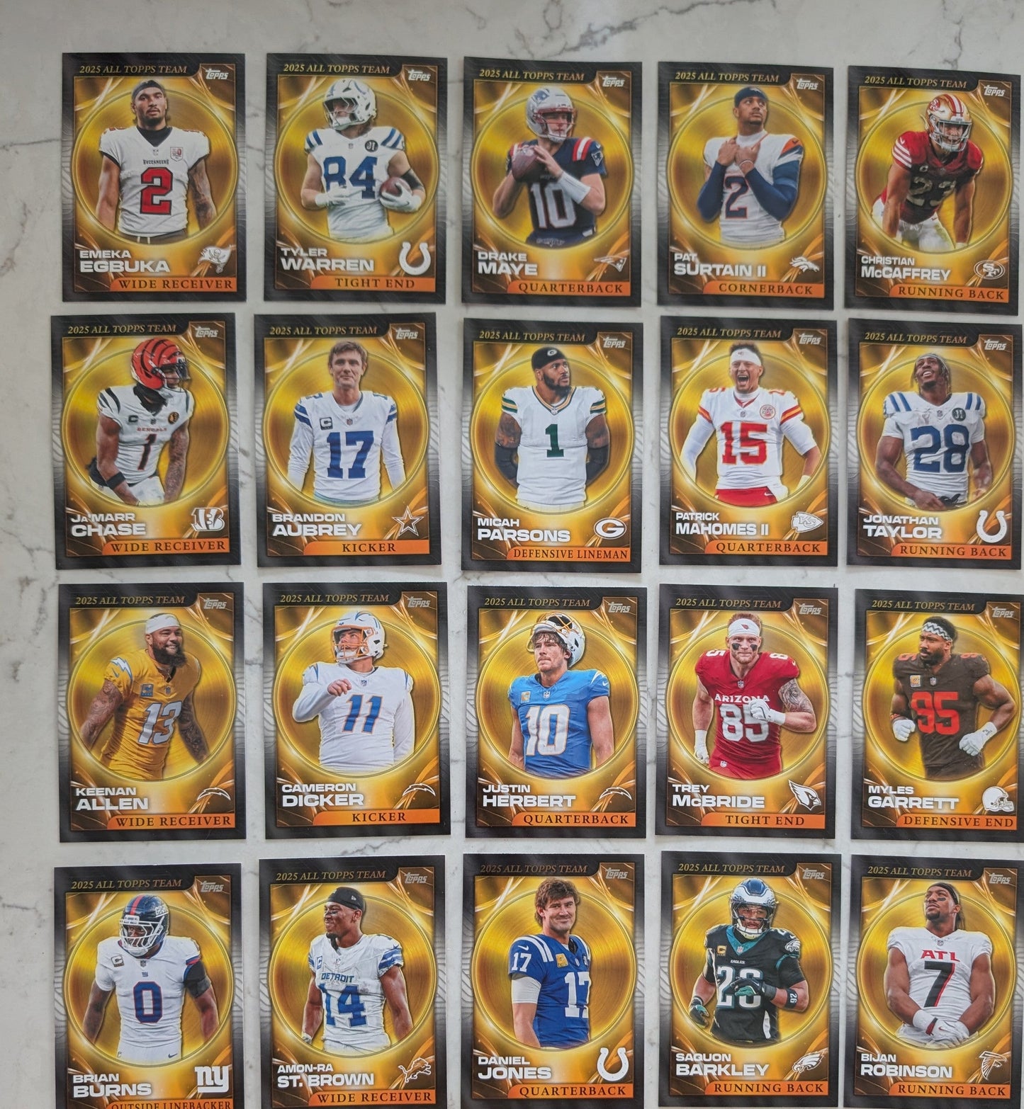 2026 Topps Football 2025 All Topps Team complete 20-card insert set