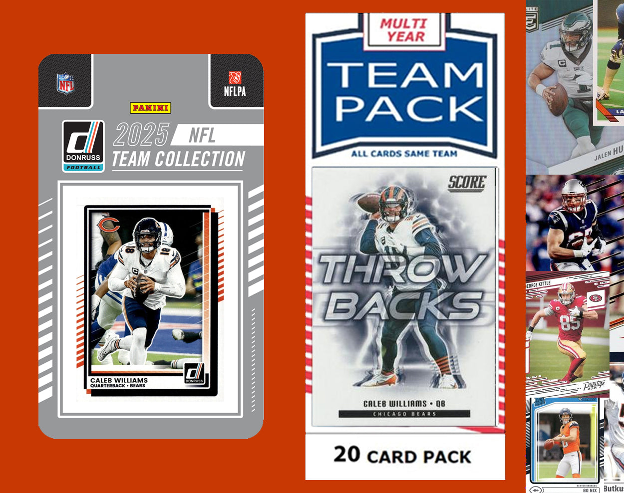 2025 Donruss NFL Factory Team Set + 20 Card Pack Chicago Bears Caleb Williams Burden RC