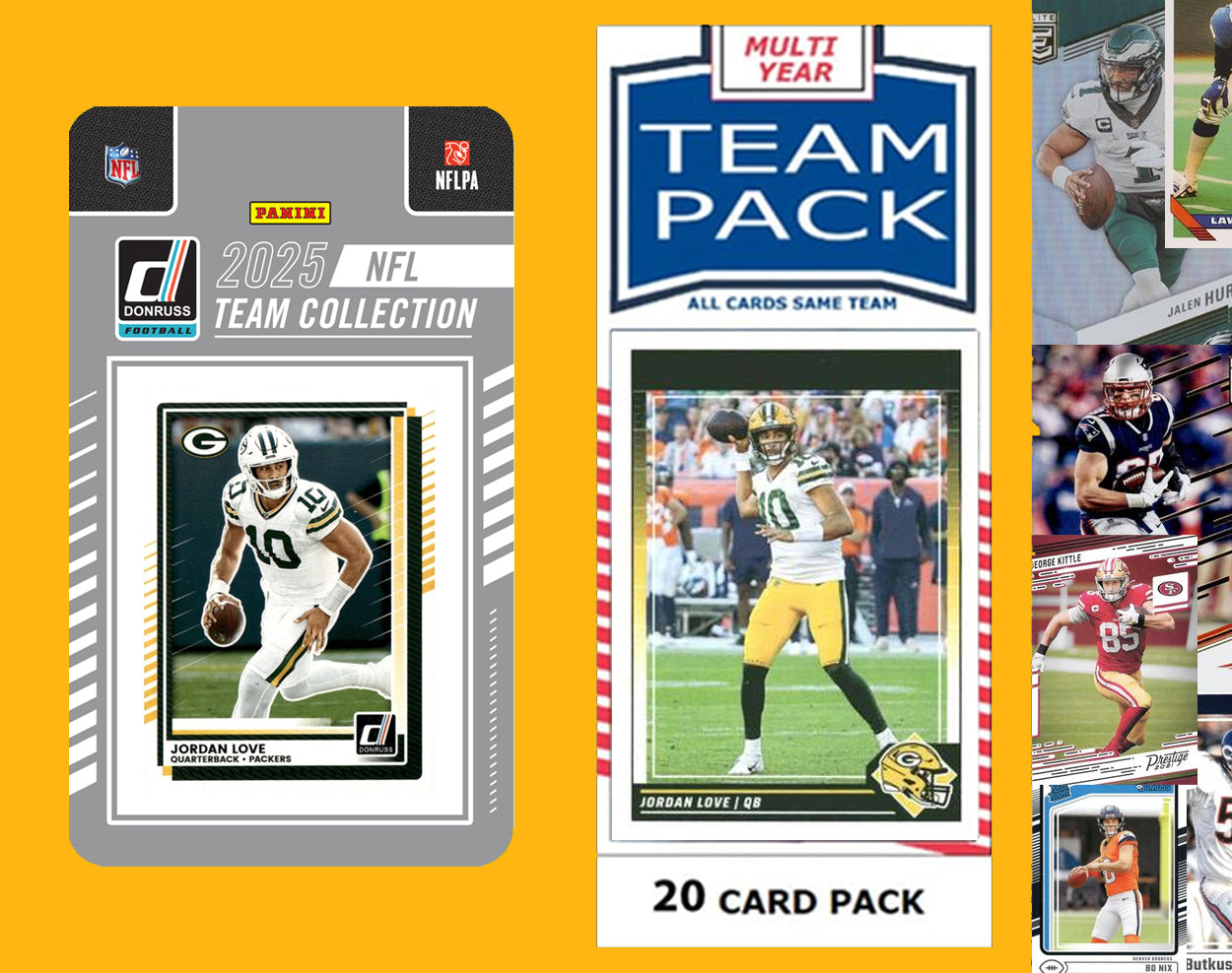 2025 Donruss NFL Factory Team Set + 20 Card Pack Green Bay Packers Jordan Love