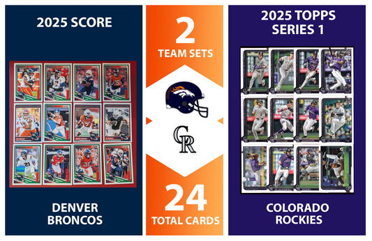 2025 Topps Colorado Rockies SCORE Denver Broncos NFL MLB Team Set Bundle - 24 Total Cards - Bo Nix Elway Blackmon