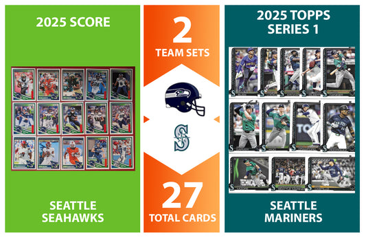 2025 Topps Seattle Mariners SCORE Seahawks NFL MLB Team Set Bundle - 27 Total Cards - Kupp Julio Rodriguez