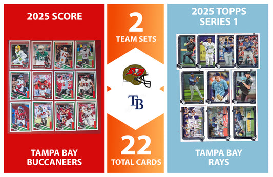 2025 Topps Tampa Bay Rays SCORE Buccaneers Bucs NFL MLB Team Set Bundle - 22 Total Cards - Baker Mayfield