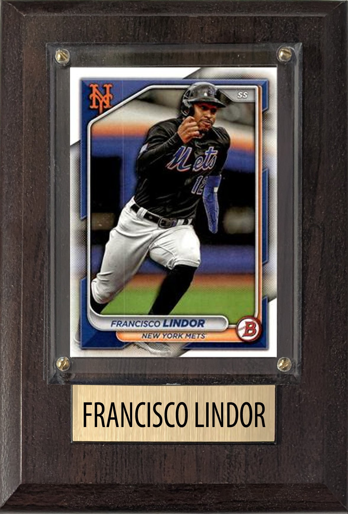 Francisco Lindor New York Mets 2025 2024 Topps Bowman 4x6 Gift Plaque