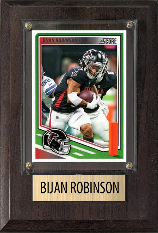 Bijan Robinson Atlanta Falcons 2025 2024 Donruss Score Prizm Topps 4x6 Gift Plaque
