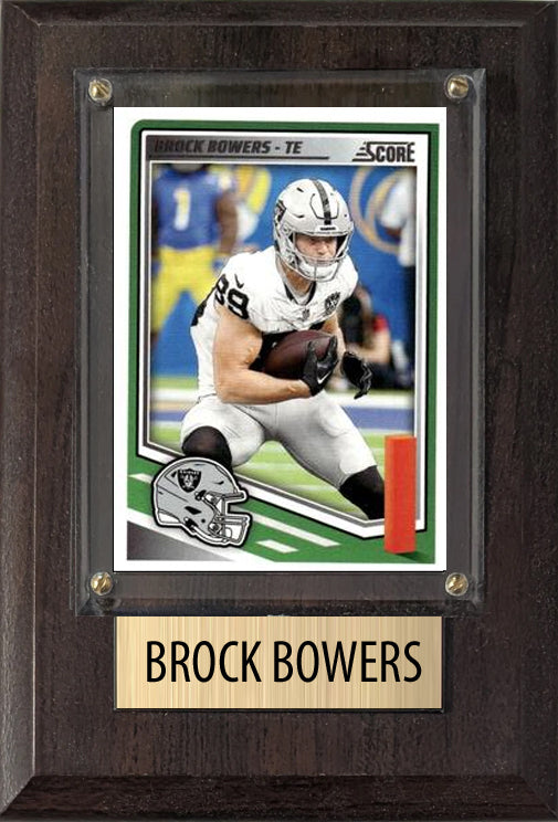 Brock Bowers Las Vegas Raiders 2025 2024 Donruss Score Prizm Topps 4x6 Gift Plaque