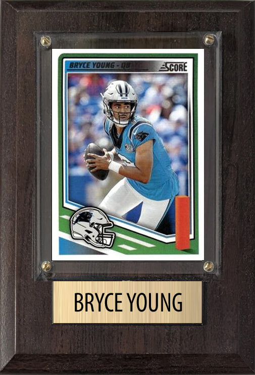 Bryce young Carolina Panthers 2025 2024 Donruss Score Prizm Topps 4x6 Gift Plaque