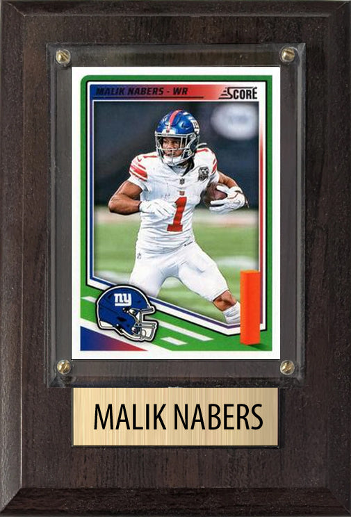 Malik Nabers New York Giants 2025 Donruss Score Prizm Topps 4x6 Gift Plaque