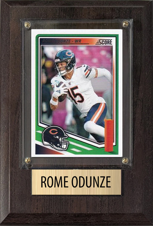Rome Odunze Chicago Bears 2025 2024 Donruss Score Prizm Topps 4x6 Gift Plaque