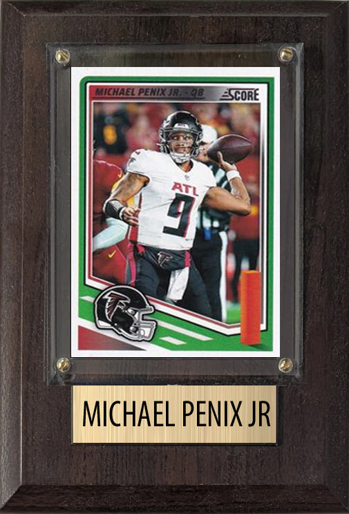 Michael Penix Jr Atlanta Falcons 2025 2024 Donruss Score Prizm Topps 4x6 Gift Plaque