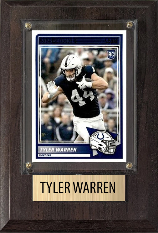 Tyler Warren Indianapolis Colts 2025 2024 Donruss Score Prizm Topps 4x6 Gift Plaque