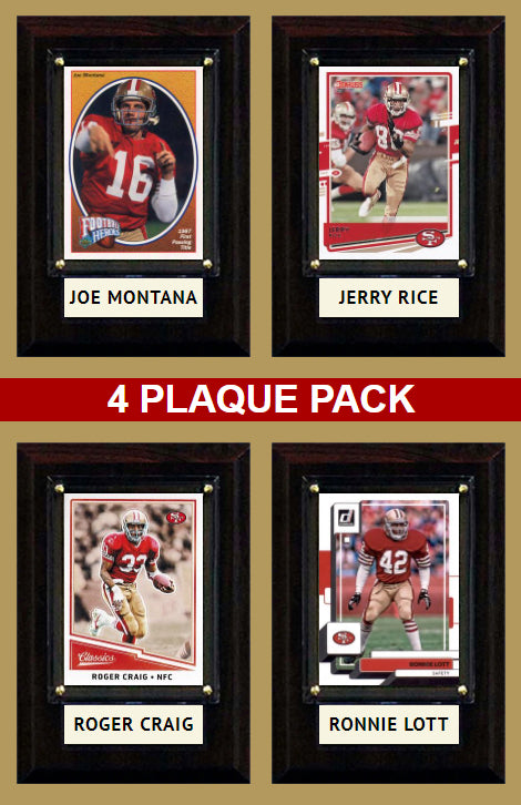 San Francisco 49ers Plaque Pack Joe Montana Jerry Rice Craig Lott 4x6